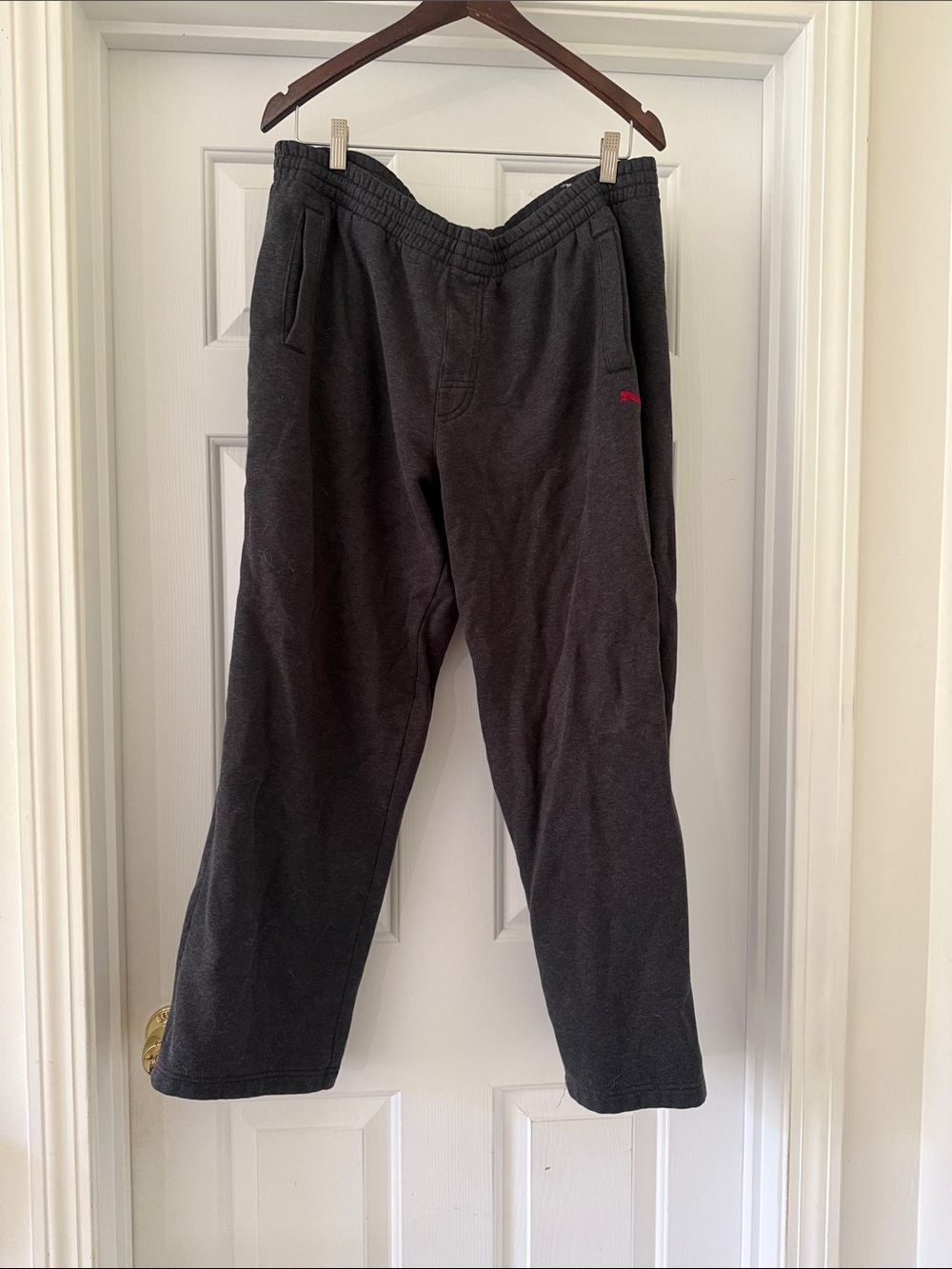 Puma Men's dark grey Sweatpants with Red Logo